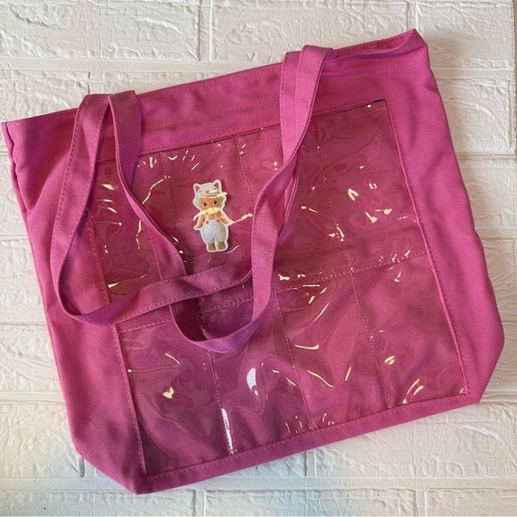 Pink Tote Bag with Clear Panel - Picture 9 of 9